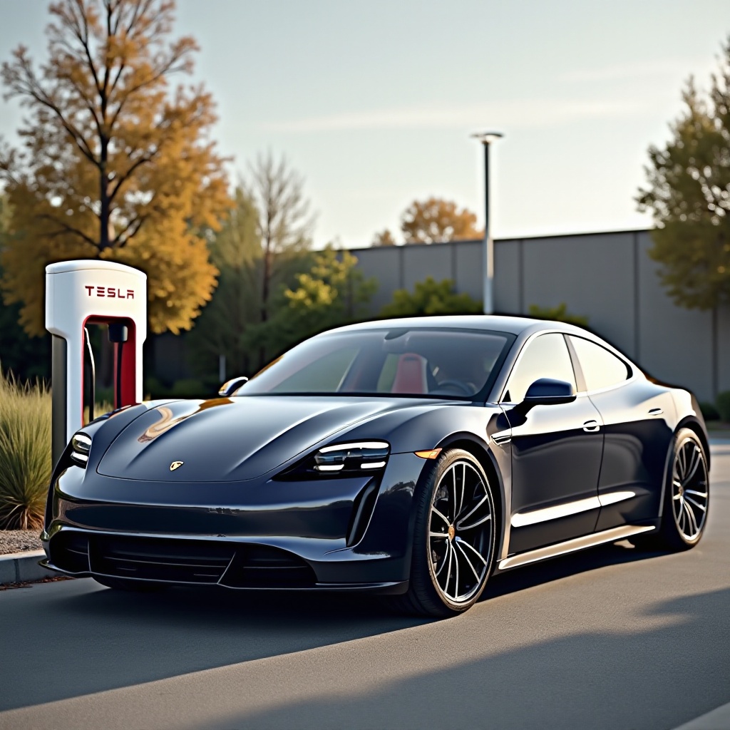 carregar o Taycan na estação da Tesla