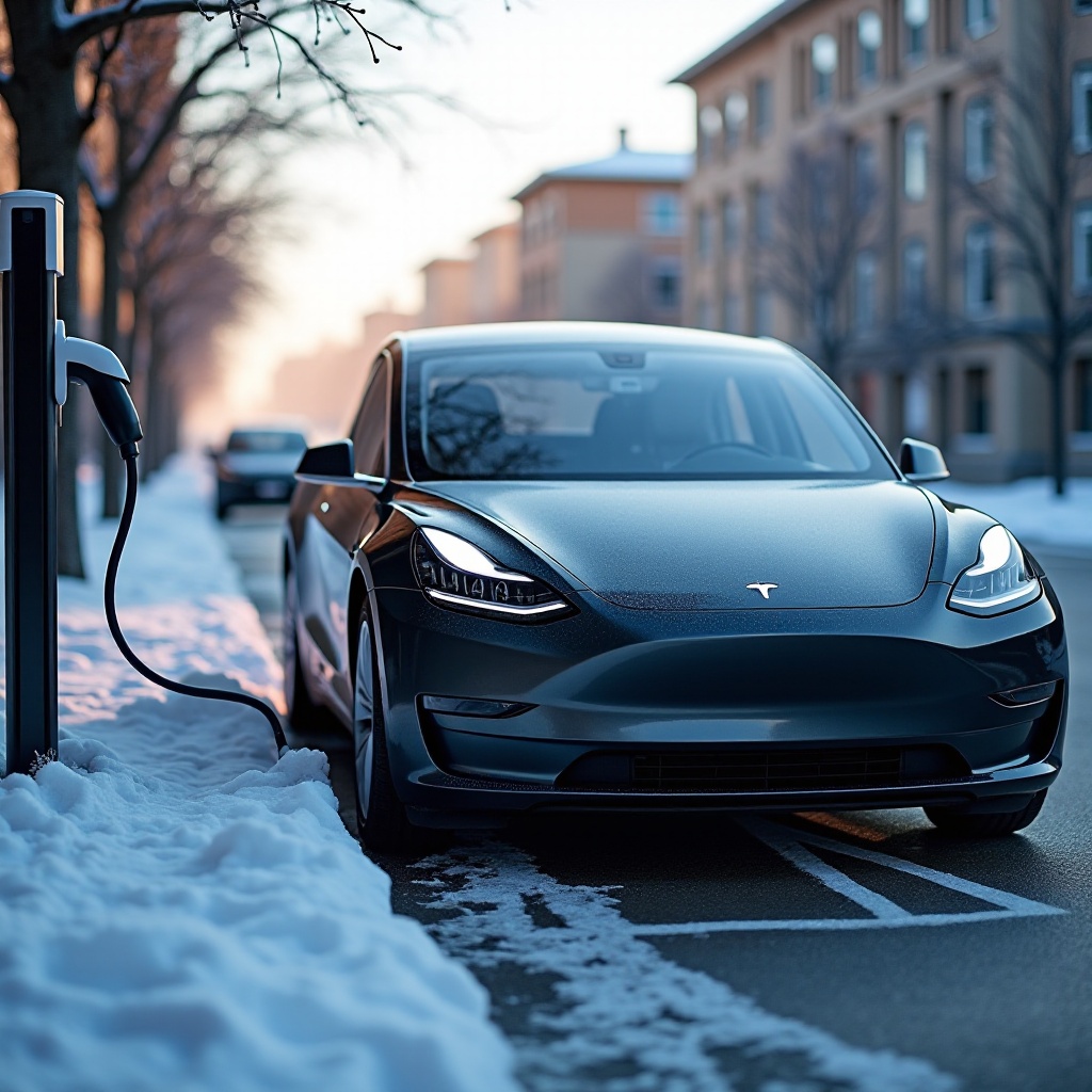 carregar um Tesla em clima frio