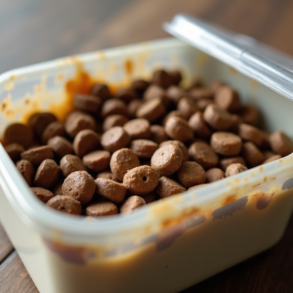 la comida para perros se estropea en contenedores de plástico