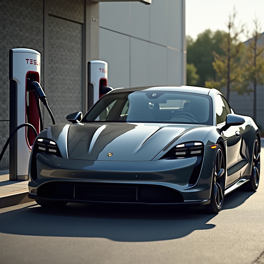 carregar o Taycan na estação da Tesla