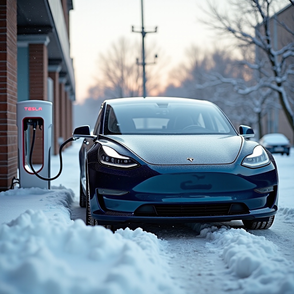 carregar um Tesla em clima frio