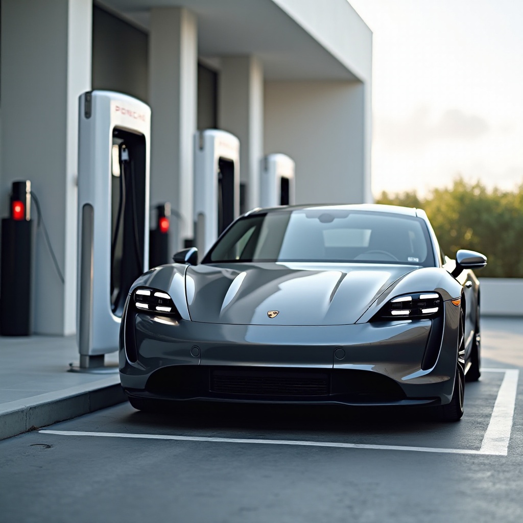cargar el Taycan en la estación de Tesla
