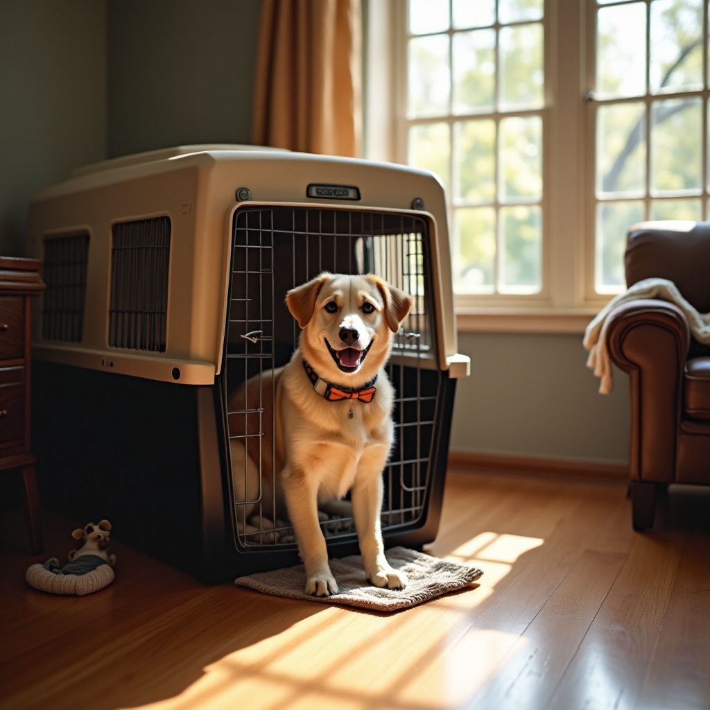 dressage en cage pour chien âgé
