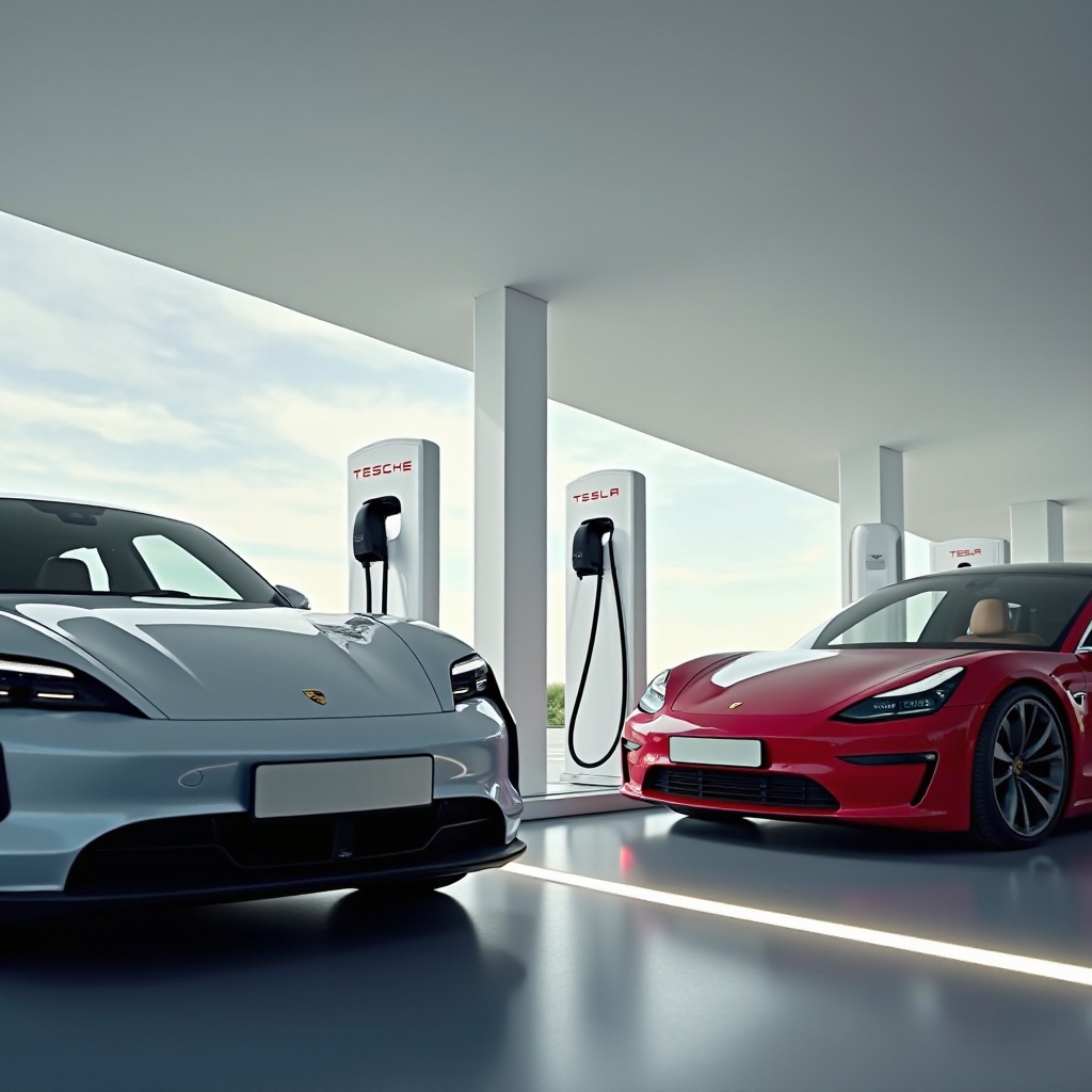 caricare il Taycan alla stazione Tesla