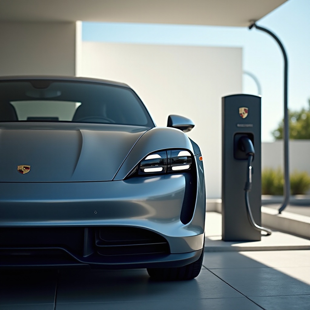 de Taycan opladen bij het Tesla-station
