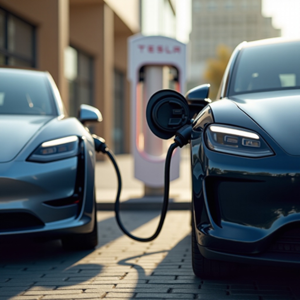 ladata Taycan Tesla-asemalla